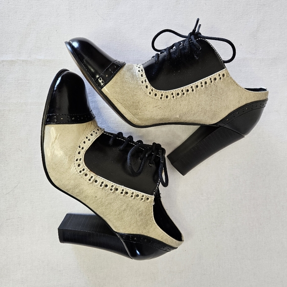 Saddle shoes heels Oxfords - Picture 3 of 6